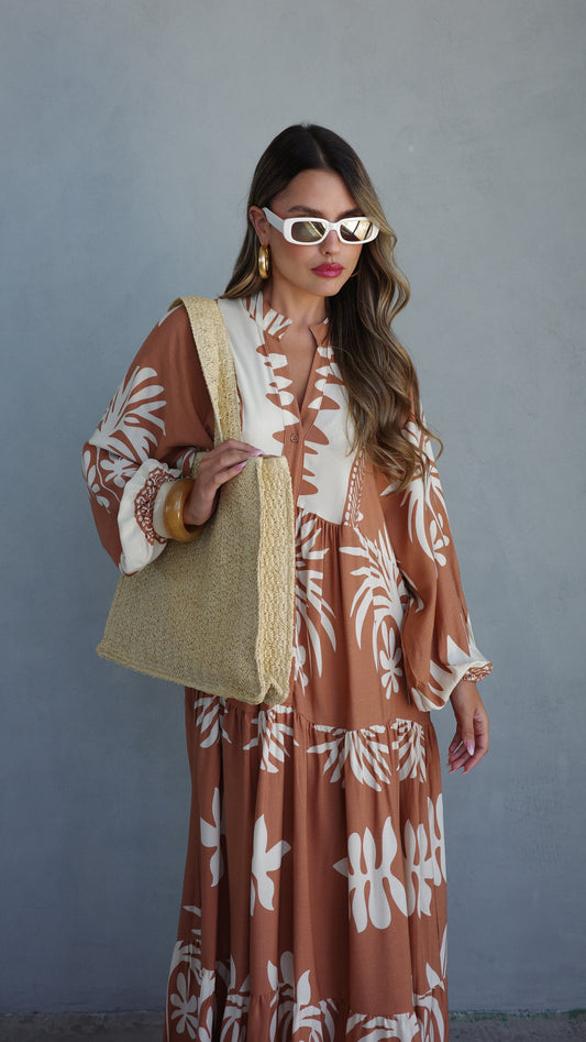 גלביה קומות כפתורים אריאנה | חום