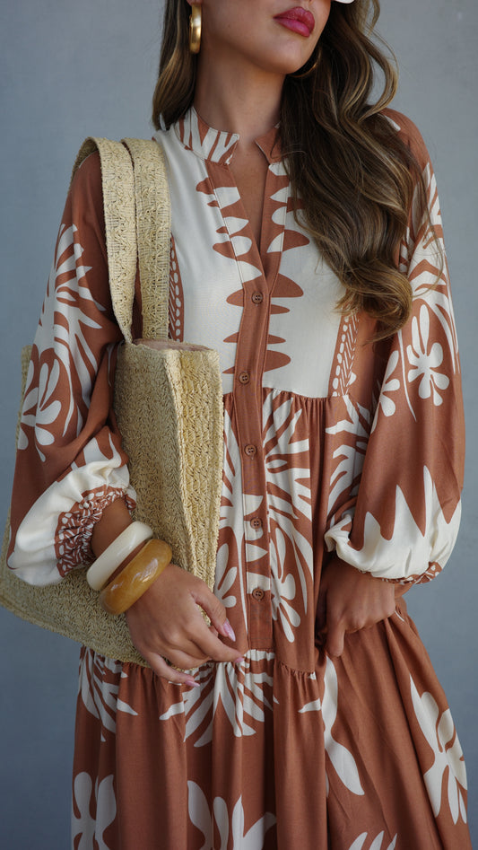 גלביה קומות כפתורים אריאנה | חום