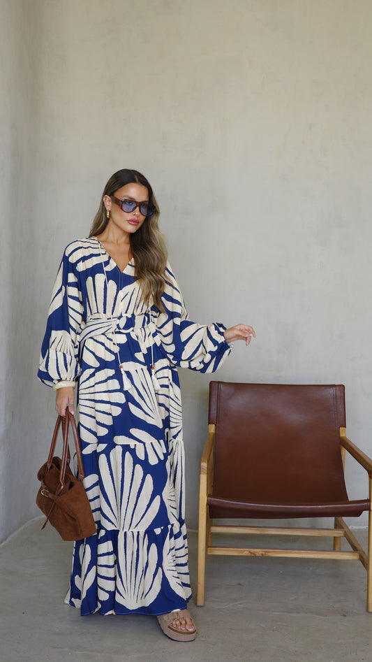 גלביה קומות פונפונים קלאודיה | כחול/בז