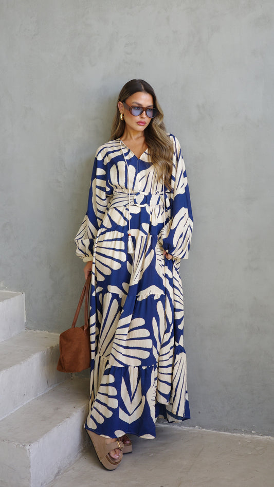 גלביה קומות פונפונים קלאודיה | כחול/בז