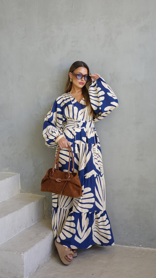 גלביה קומות פונפונים קלאודיה | כחול/בז