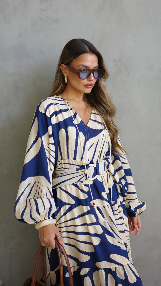 גלביה קומות פונפונים קלאודיה | כחול/בז