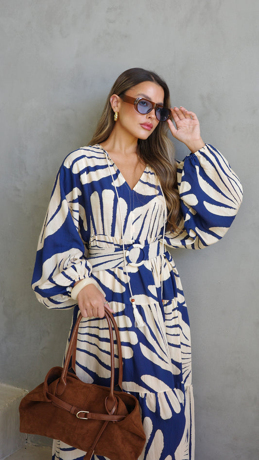 גלביה קומות פונפונים קלאודיה | כחול/בז