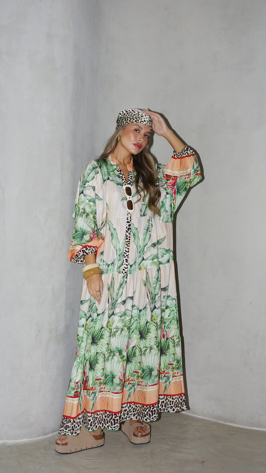 גלביה קומות כפתורים חגורה לינדזי | ירוק