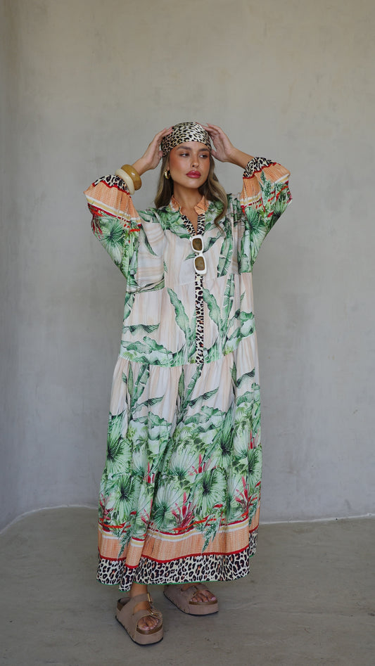 גלביה קומות כפתורים חגורה לינדזי | ירוק