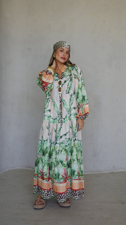 גלביה קומות כפתורים חגורה לינדזי | ירוק