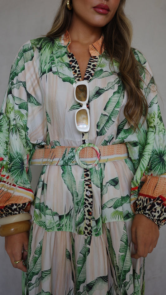 גלביה קומות כפתורים חגורה לינדזי | ירוק