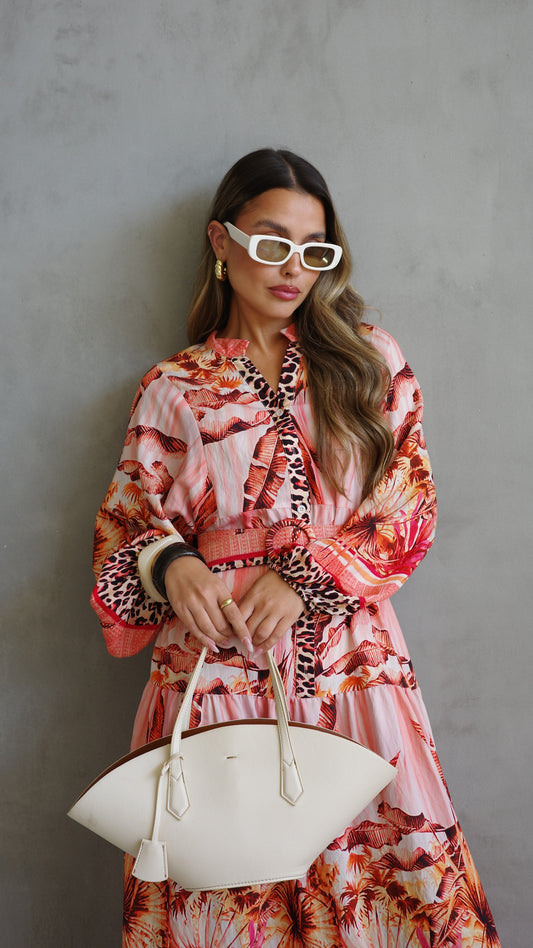 גלביה קומות כפתורים חגורה לינדזי | אפרסק