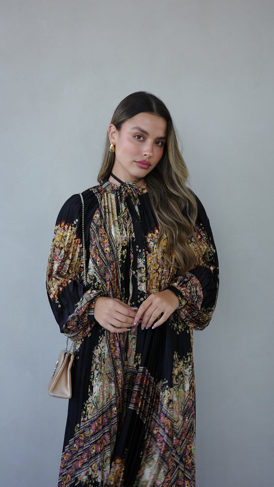 שמלת מקסי פליסה מילאנו | שחור