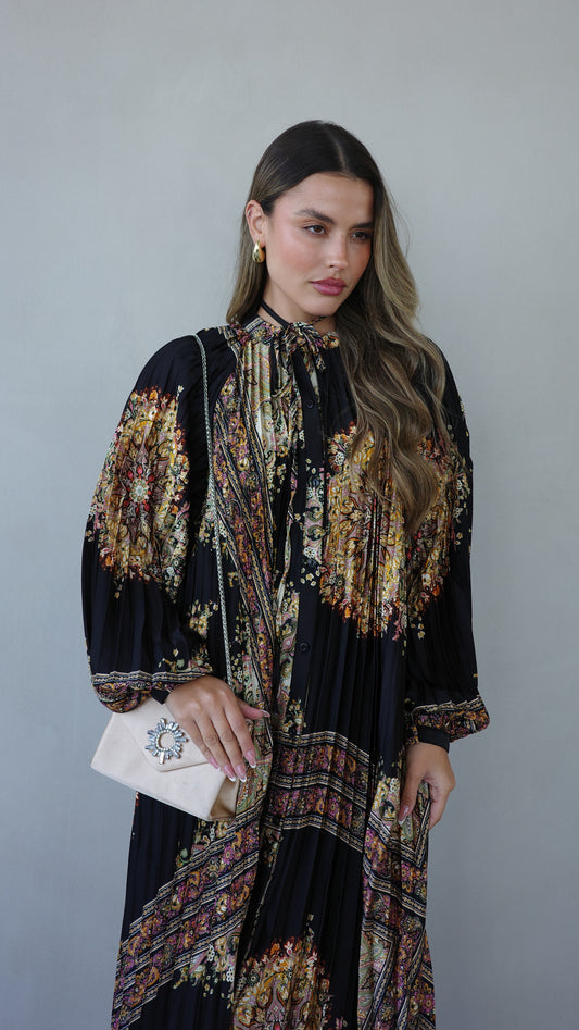 שמלת מקסי פליסה מילאנו | שחור