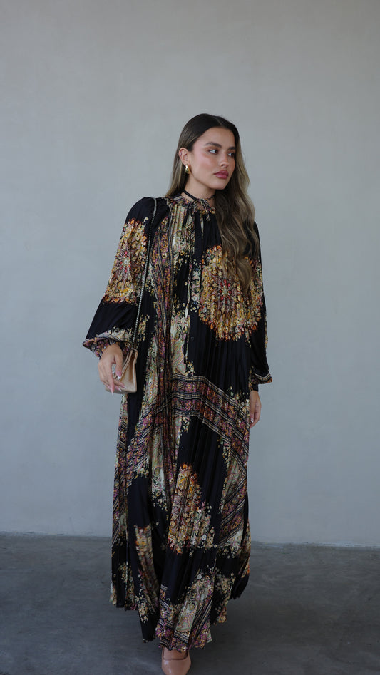 שמלת מקסי פליסה מילאנו | שחור