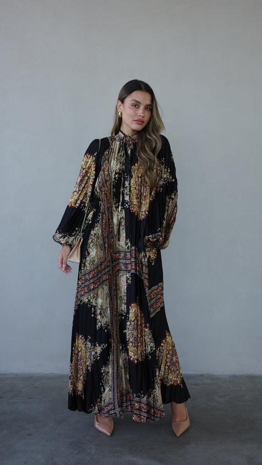 שמלת מקסי פליסה מילאנו | שחור