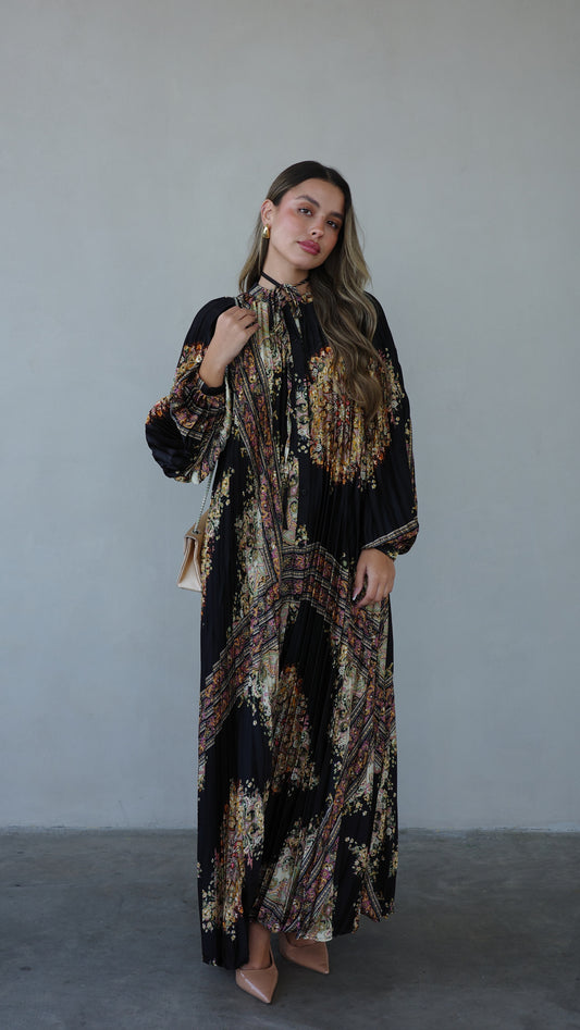 שמלת מקסי פליסה מילאנו | שחור