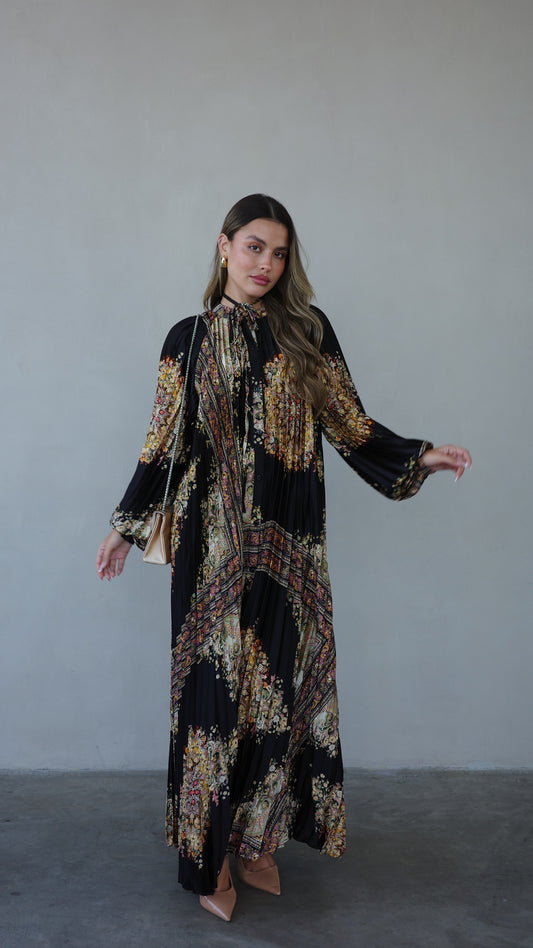 שמלת מקסי פליסה מילאנו | שחור