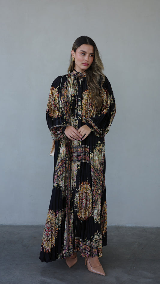 שמלת מקסי פליסה מילאנו | שחור