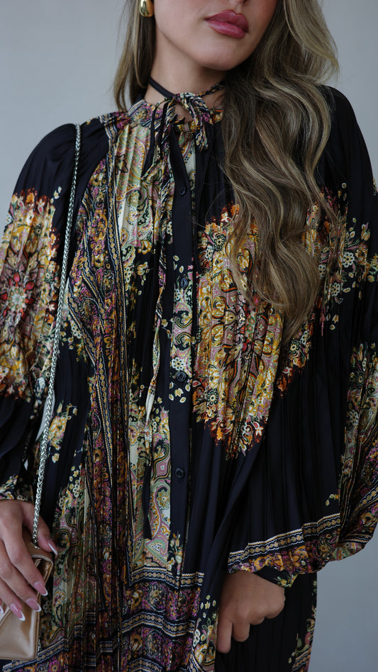 שמלת מקסי פליסה מילאנו | שחור