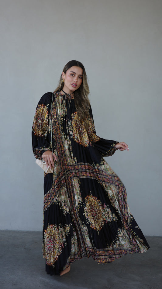 שמלת מקסי פליסה מילאנו | שחור