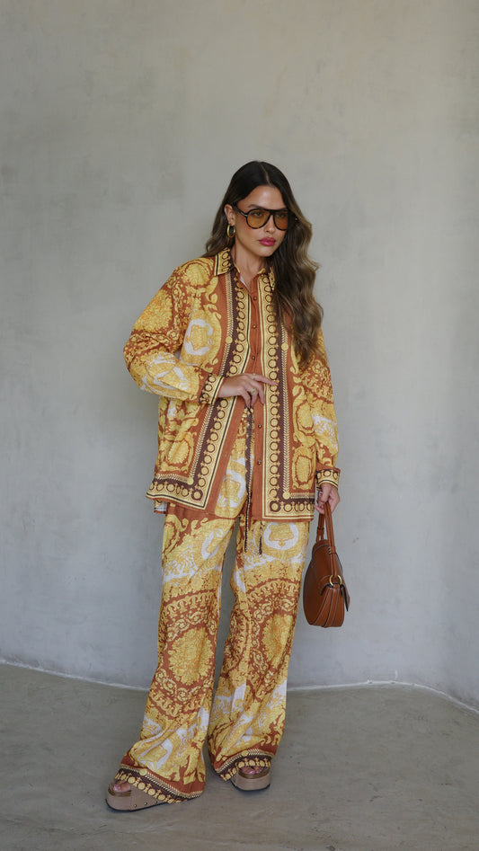חליפת מכנס מלבורן | חמרה/צהוב