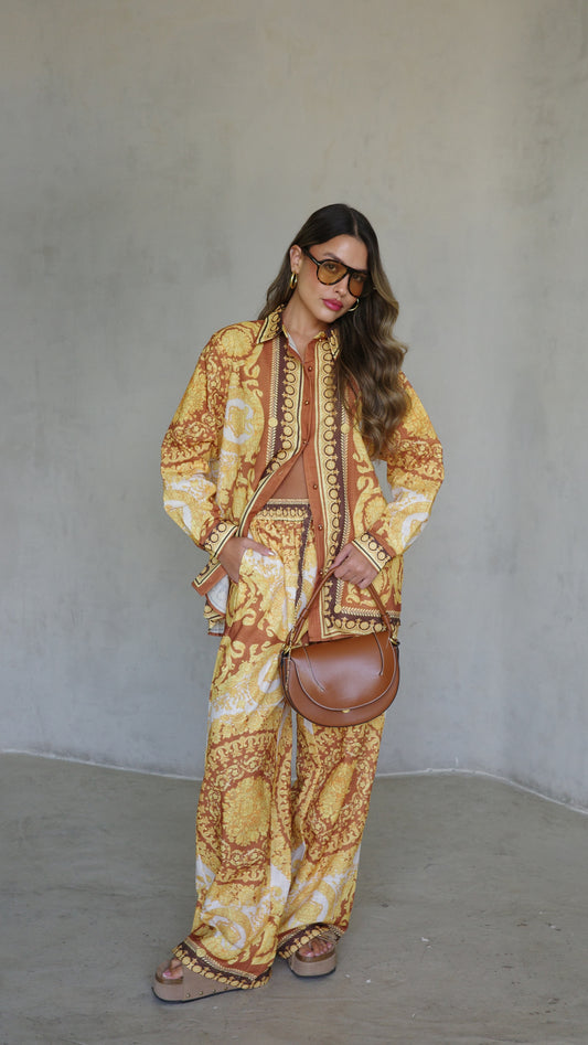 חליפת מכנס מלבורן | חמרה/צהוב