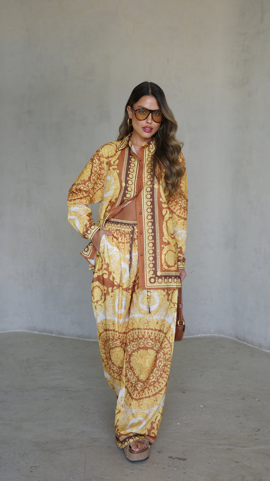 חליפת מכנס מלבורן | חמרה/צהוב