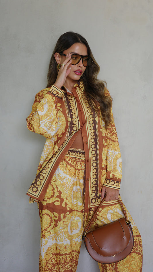 חליפת מכנס מלבורן | חמרה/צהוב