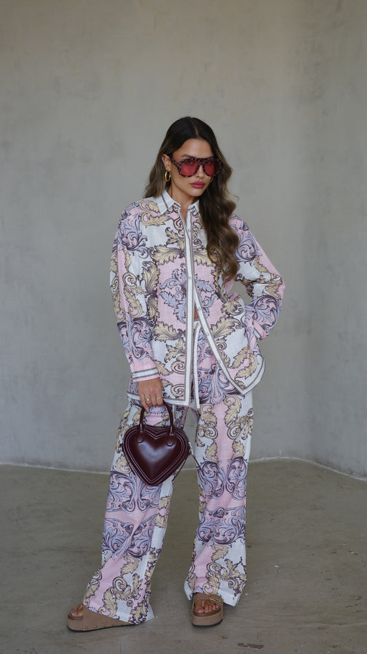 חליפת מכנס קייפטאון | שמנת/ורוד