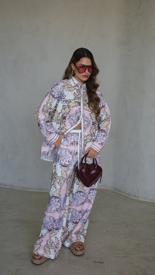 חליפת מכנס קייפטאון | שמנת/ורוד