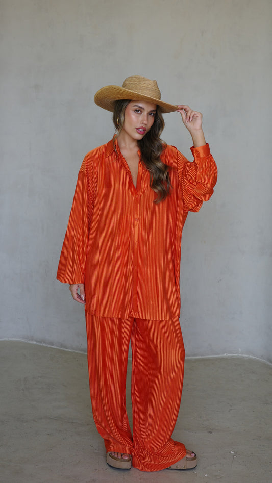 חליפת מכנס מוניקה - כתום | ירוק