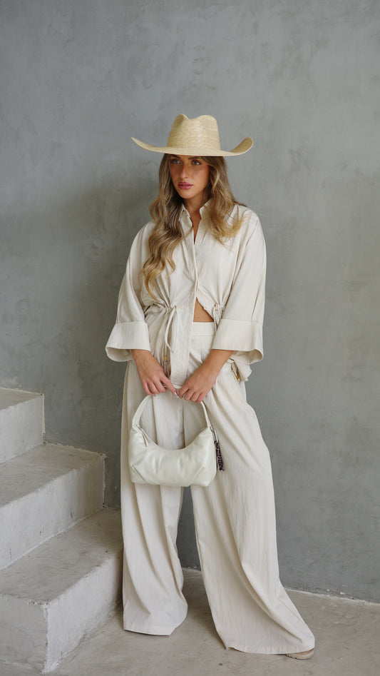 חליפת מכנס גומי כיווץ מקארתי | בז