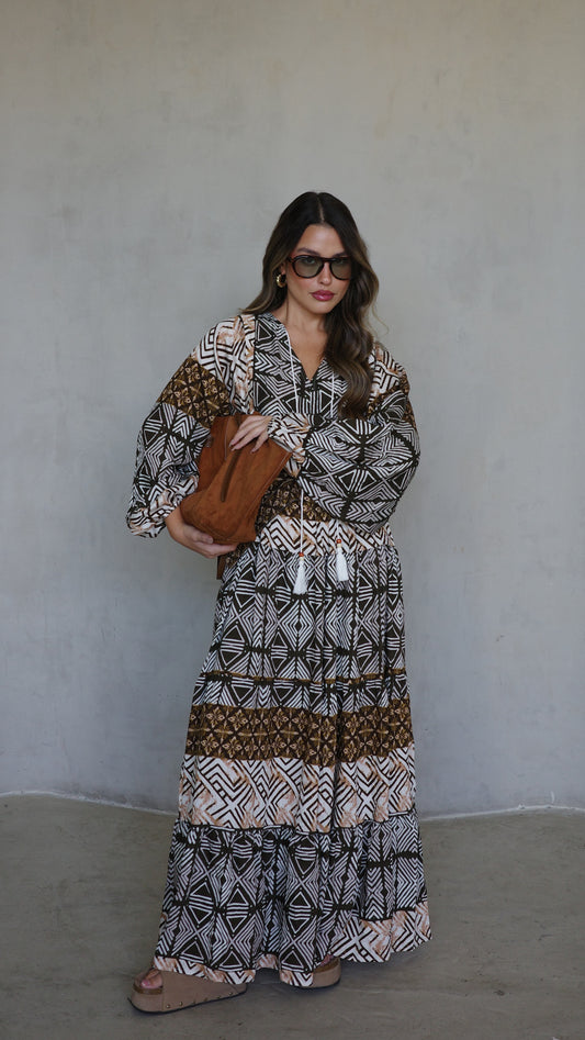 גלביה קומות פונפונים סטפני | ירוק/חום