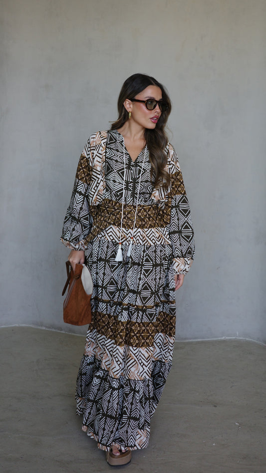 גלביה קומות פונפונים סטפני | ירוק/חום