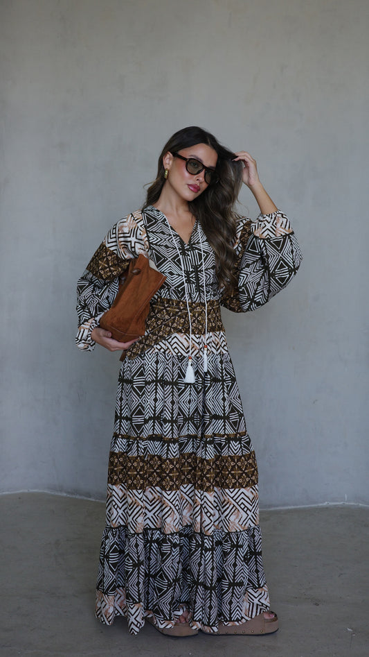 גלביה קומות פונפונים סטפני | ירוק/חום