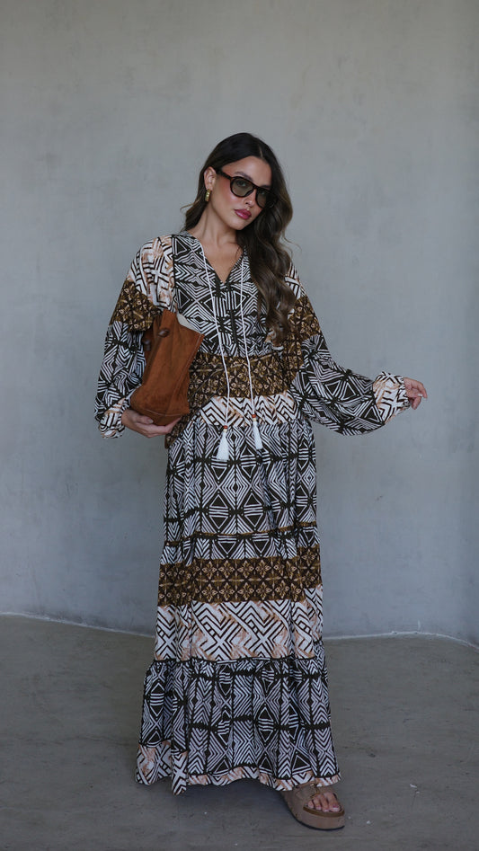 גלביה קומות פונפונים סטפני | ירוק/חום