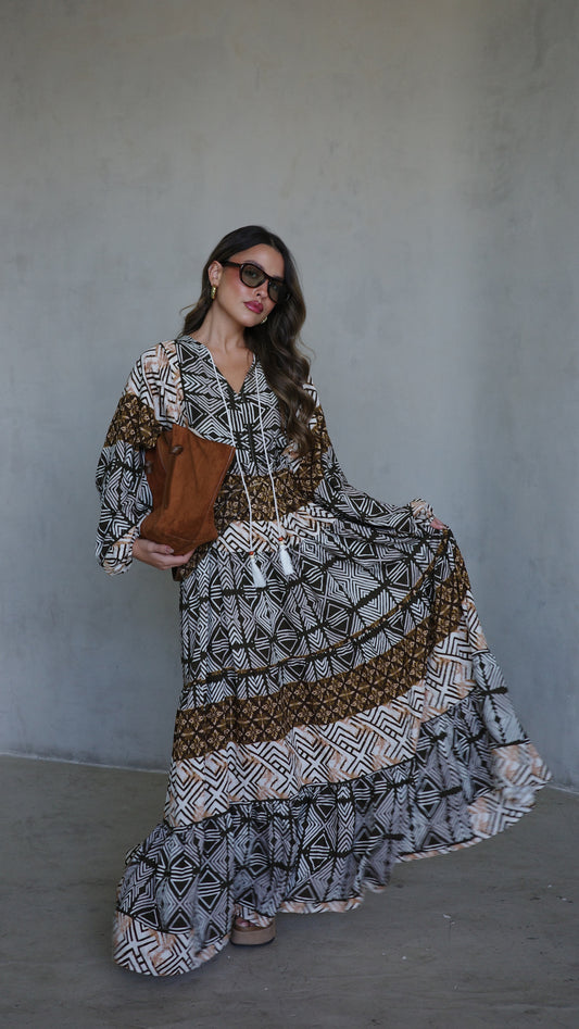 גלביה קומות פונפונים סטפני | ירוק/חום