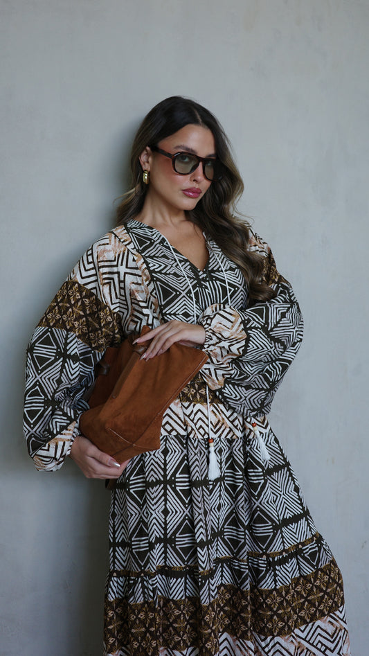 גלביה קומות פונפונים סטפני | ירוק/חום