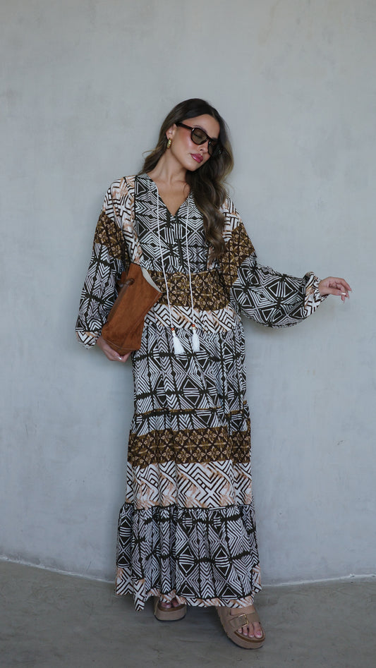 גלביה קומות פונפונים סטפני | ירוק/חום