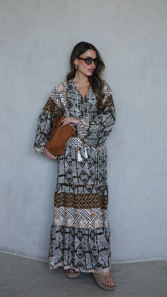 גלביה קומות פונפונים סטפני | ירוק/חום