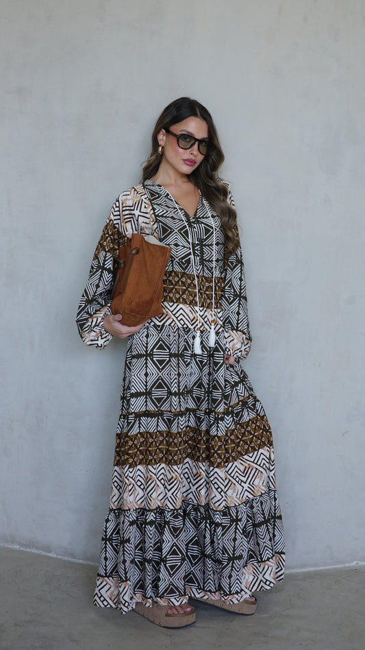 גלביה קומות פונפונים סטפני | ירוק/חום