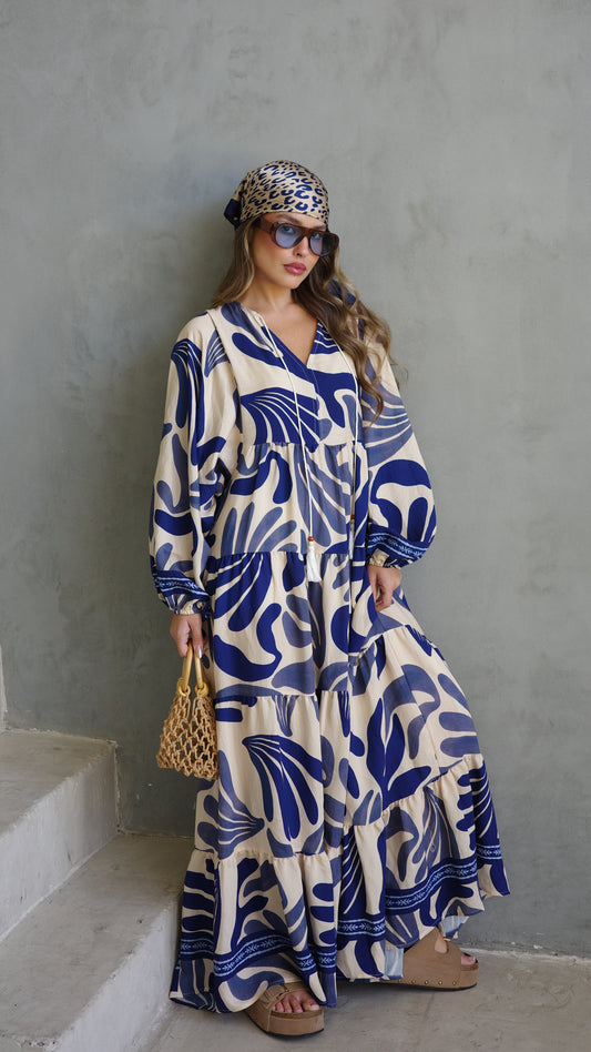 גלביה קומות פונפונים אדל | שמנת/כחול