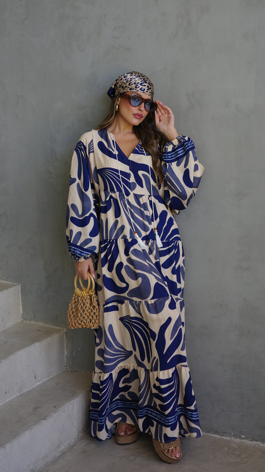 גלביה קומות פונפונים אדל | שמנת/כחול