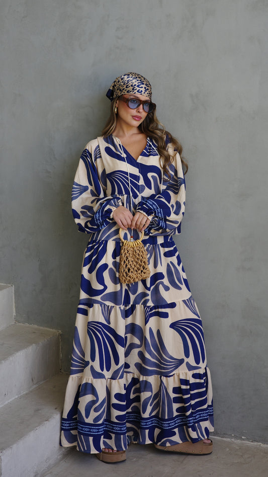 גלביה קומות פונפונים אדל | שמנת/כחול