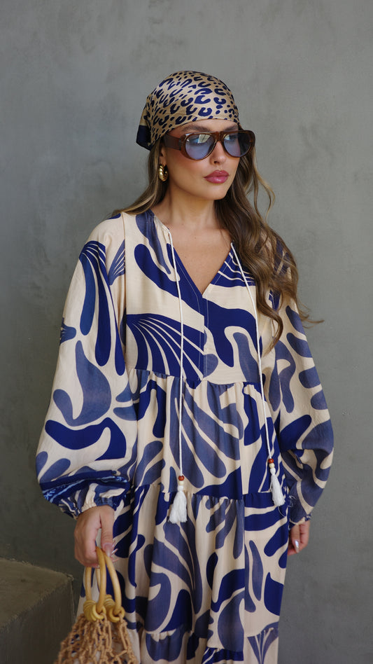 גלביה קומות פונפונים אדל | שמנת/כחול