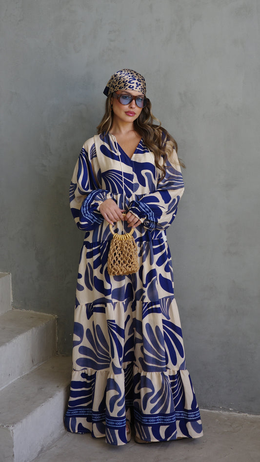 גלביה קומות פונפונים אדל | שמנת/כחול