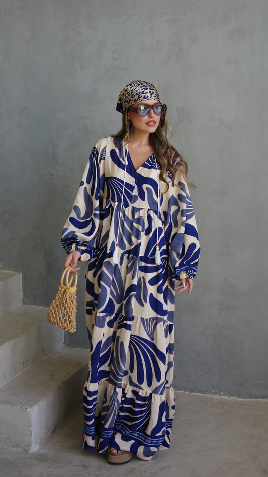 גלביה קומות פונפונים אדל | שמנת/כחול