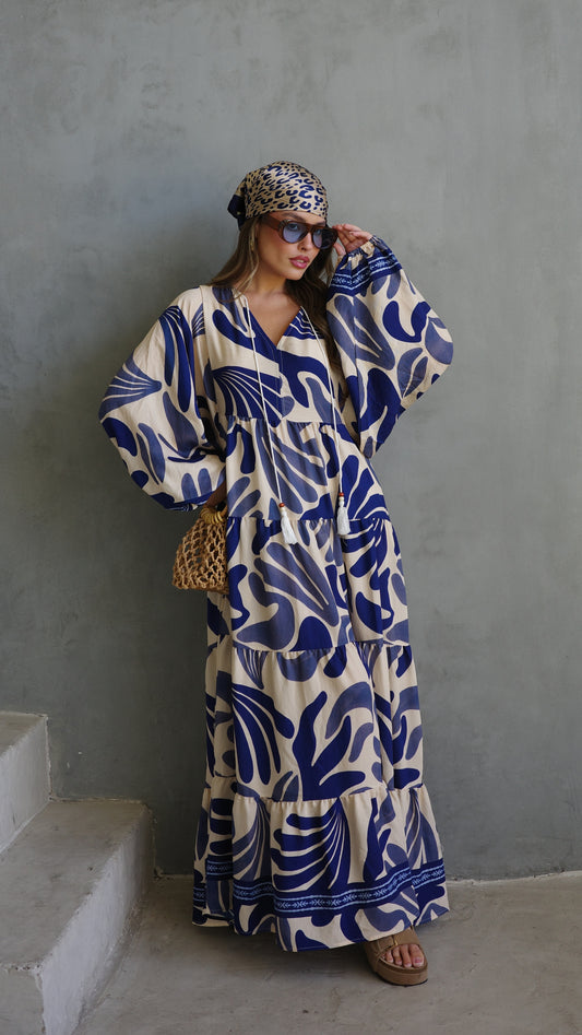 גלביה קומות פונפונים אדל | שמנת/כחול