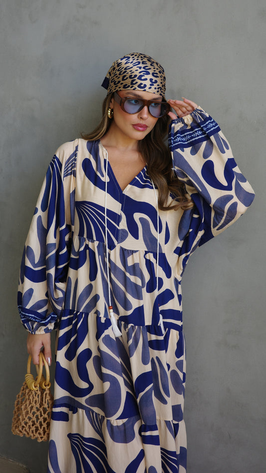 גלביה קומות פונפונים אדל | שמנת/כחול