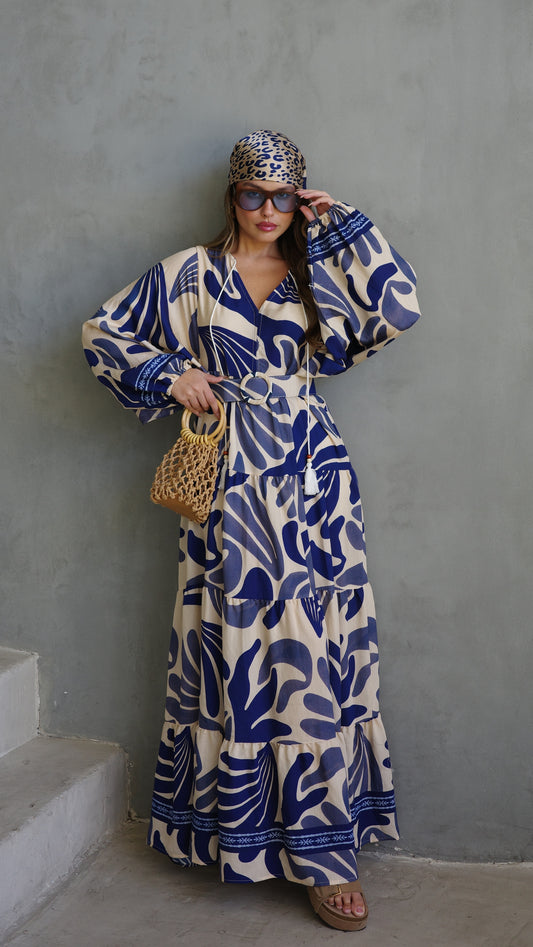 גלביה קומות פונפונים אדל | שמנת/כחול