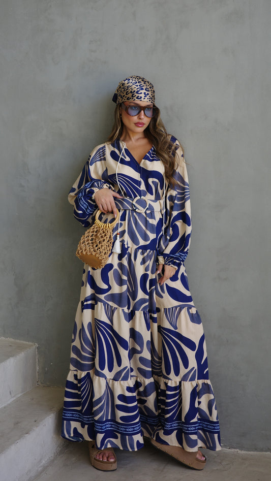 גלביה קומות פונפונים אדל | שמנת/כחול