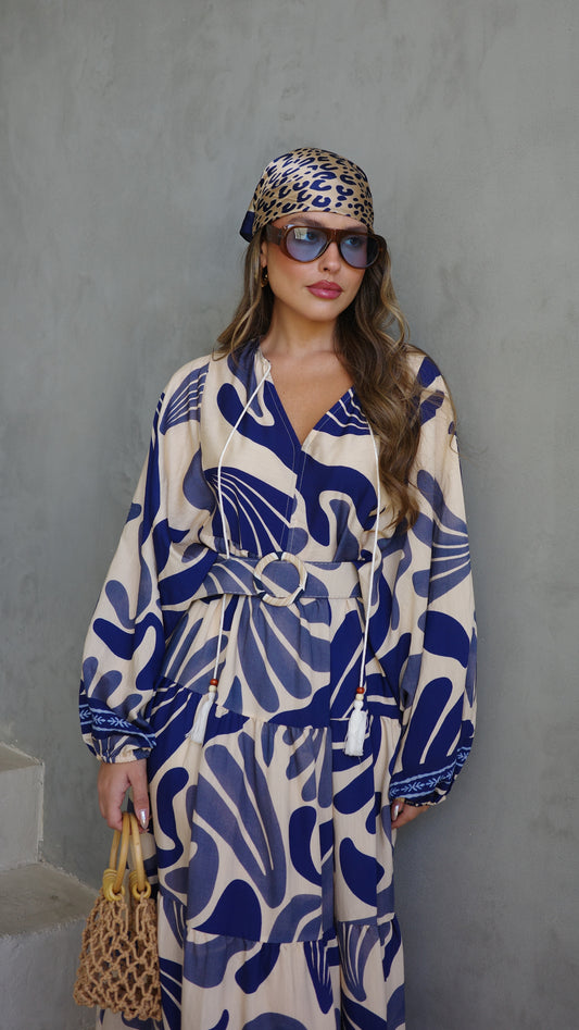 גלביה קומות פונפונים אדל | שמנת/כחול