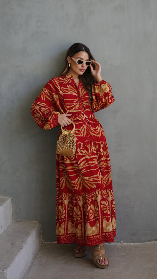 גלביה קומות כפתורים חגורה ולרי | אדום